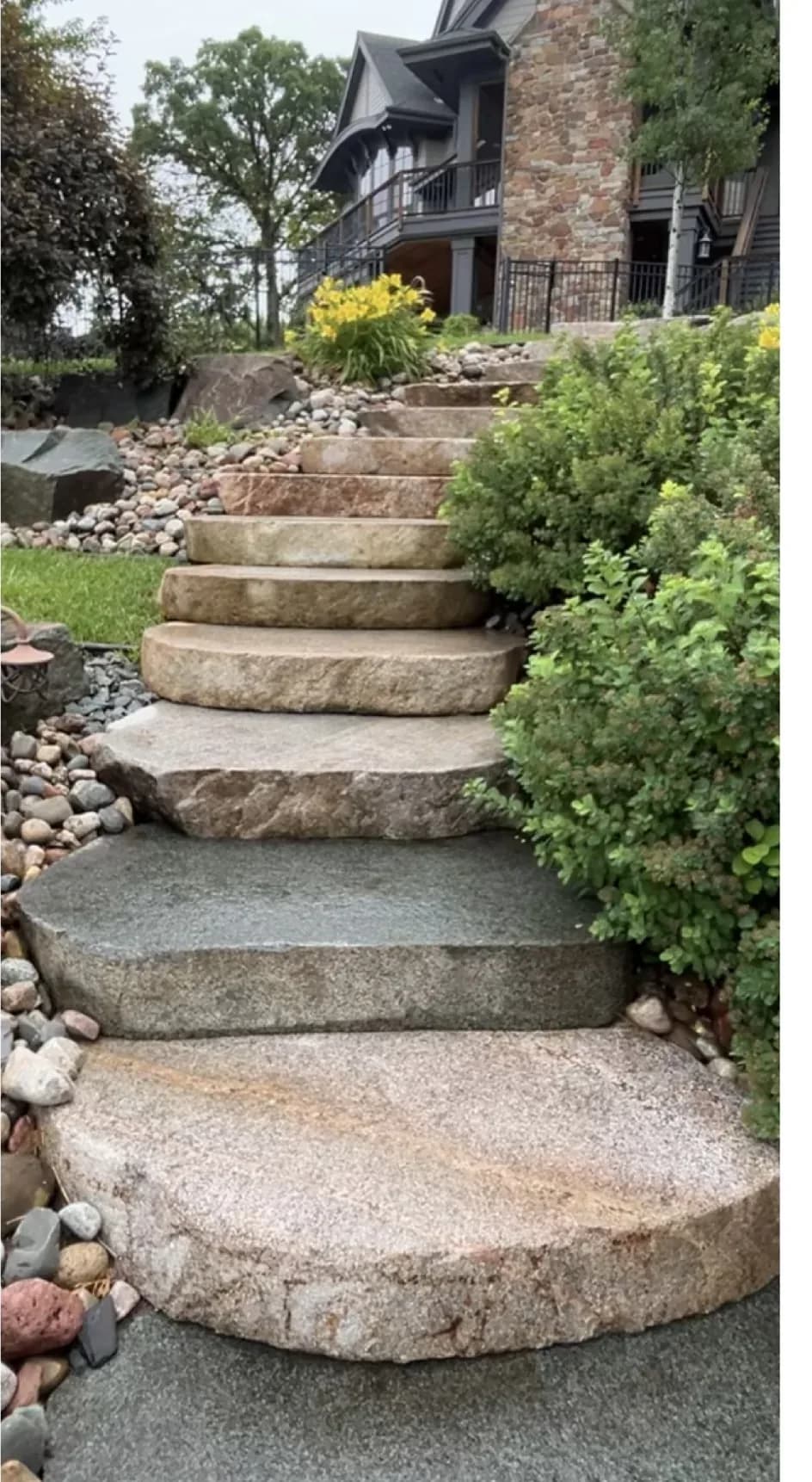 Natural stone garden steps, after