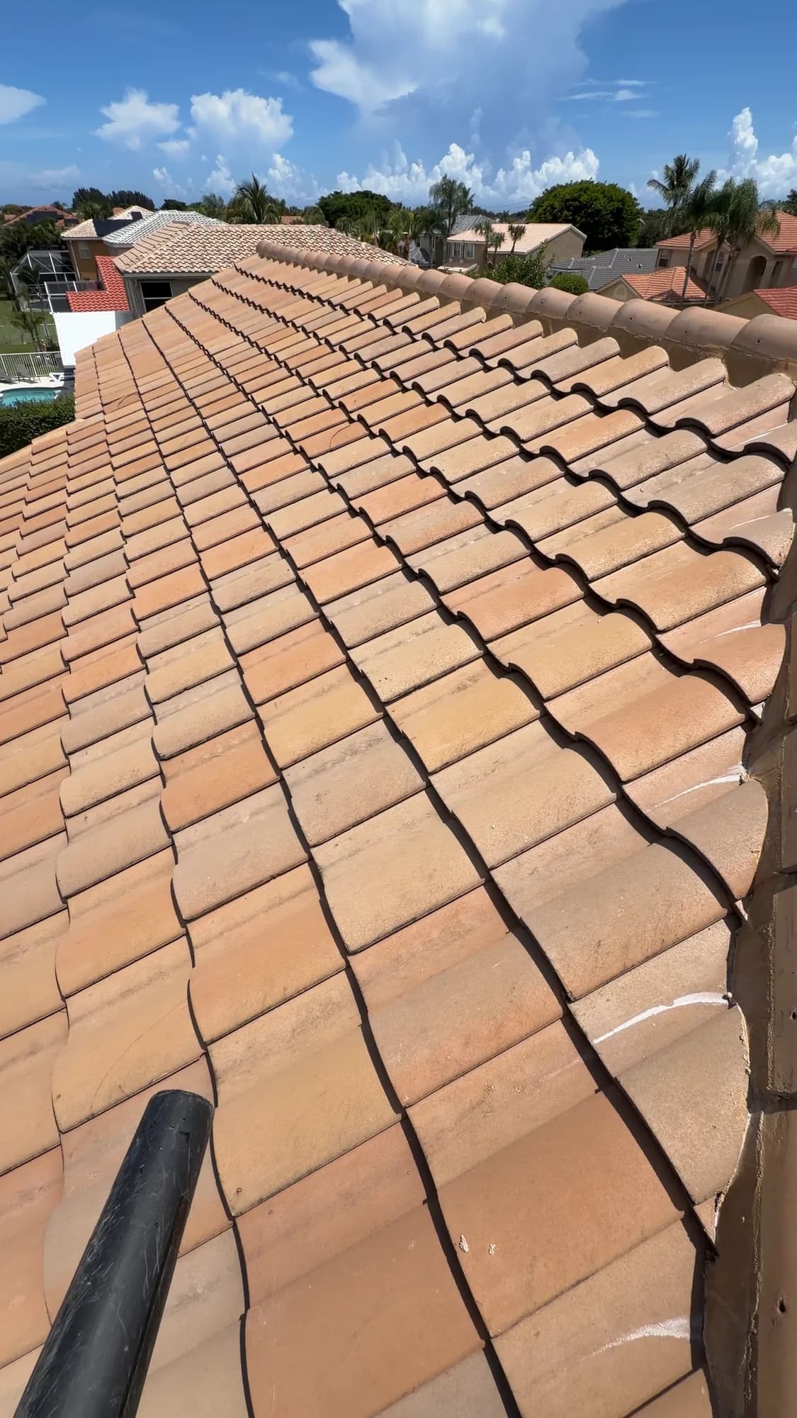 Barrel tile roof up close, cleaned